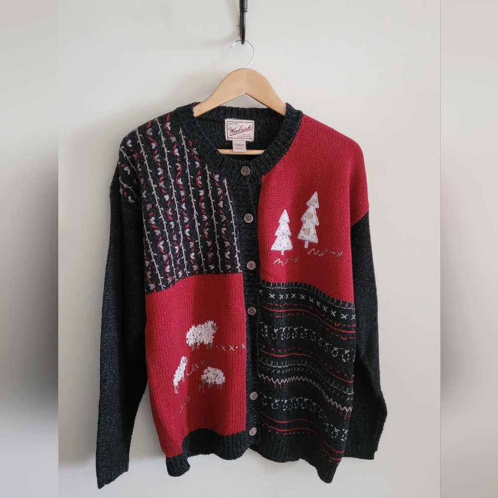 Woolrich Red and Black Women's Cardigan